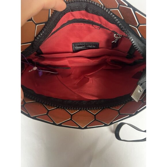 Emilio Pepe Geometric Clutch Purse Metallic Rusty Gold Wristlet Bag New - Picture 12 of 16